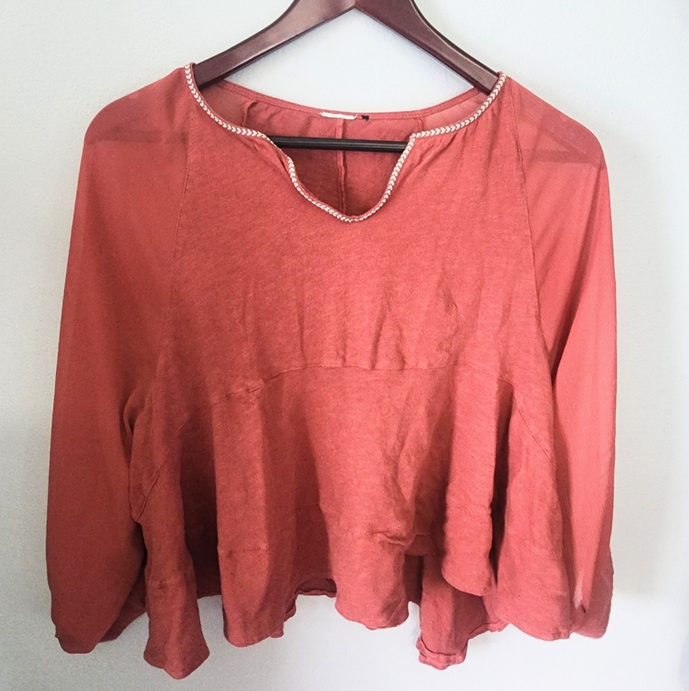 Akemi + Kin Anthropologie burnt orange dolman long sleeve cropped shirt  medium